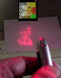 The hidden image in an embossed hologram is revealed using a simple laser pointer (Courtesy of Light Impressions)